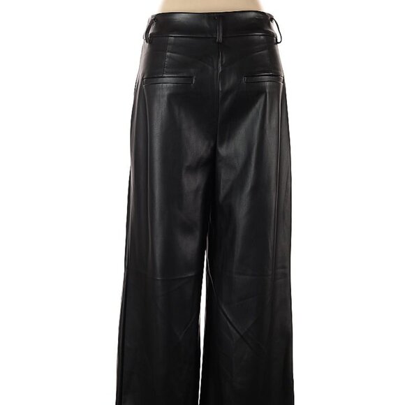 Black faux leather wide leg pants Ann Taylor LOFT, size 4 - Picture 6 of 8